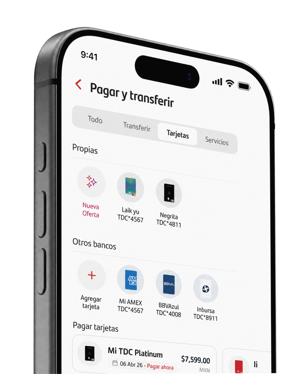 Mockup principal del hub de pagos
